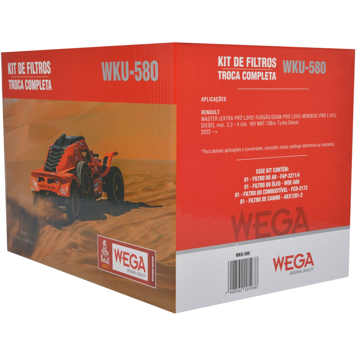Kit Troca Completa Filtros Ar Combustível Óleo Cabine Master 2.3 16V Diesel 22/24 - Wega - WKU-580 - (8)