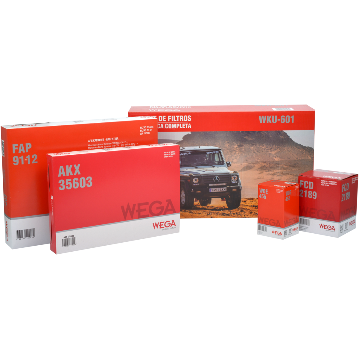 Kit Filtro Ar Óleo Comb Comb Cab MB Sprinter 314 416 516 CDI 2.2 16V OM651 19/24 - Wega - WKU-601 - (6)