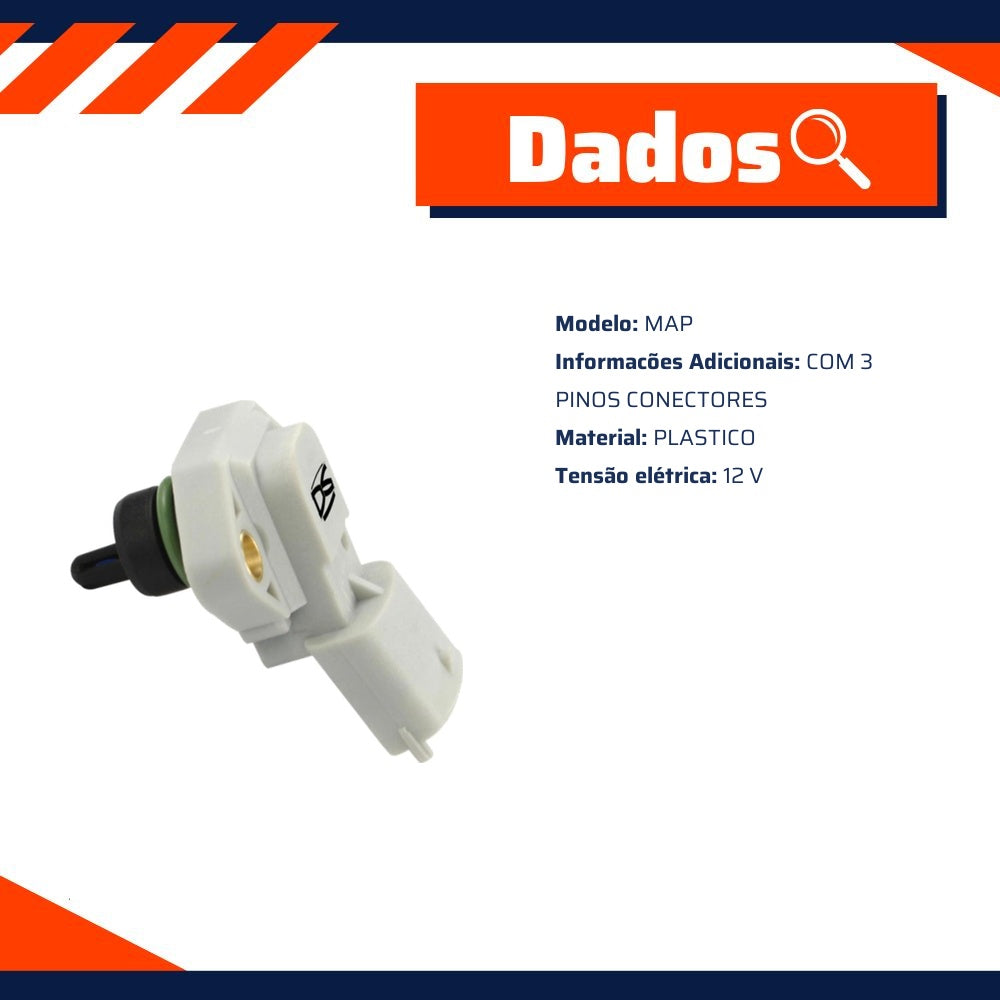 Sensor de Pressão MAP 12V com 3 Pinos Conectores - DS - 1702 - (2)