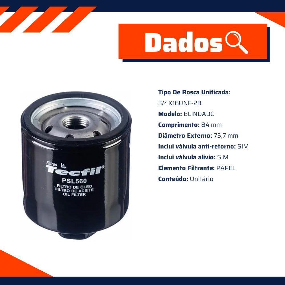 Kit Filtros de Ar do Motor, Óleo, Cabine e Combustível - Tecfil - ACP303 / ART6098 / GI50/7 / PSL560 - (12)