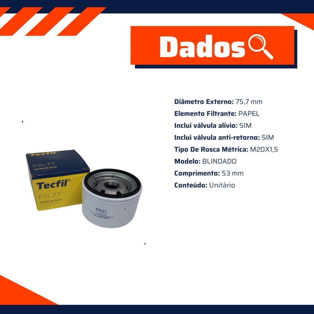 Kit Filtros de Ar do Motor, Óleo, Cabine e Combustível - Tecfil - ACP553 / ART5051 / GI50/7 / PSL77 - (12)