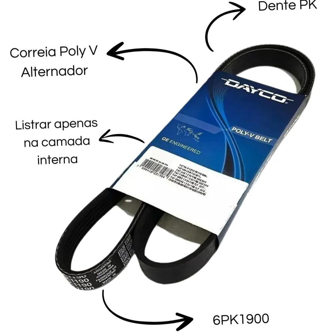 Correia de Acessórios Poly-V - DAYCO - 6PK1900 - (6)