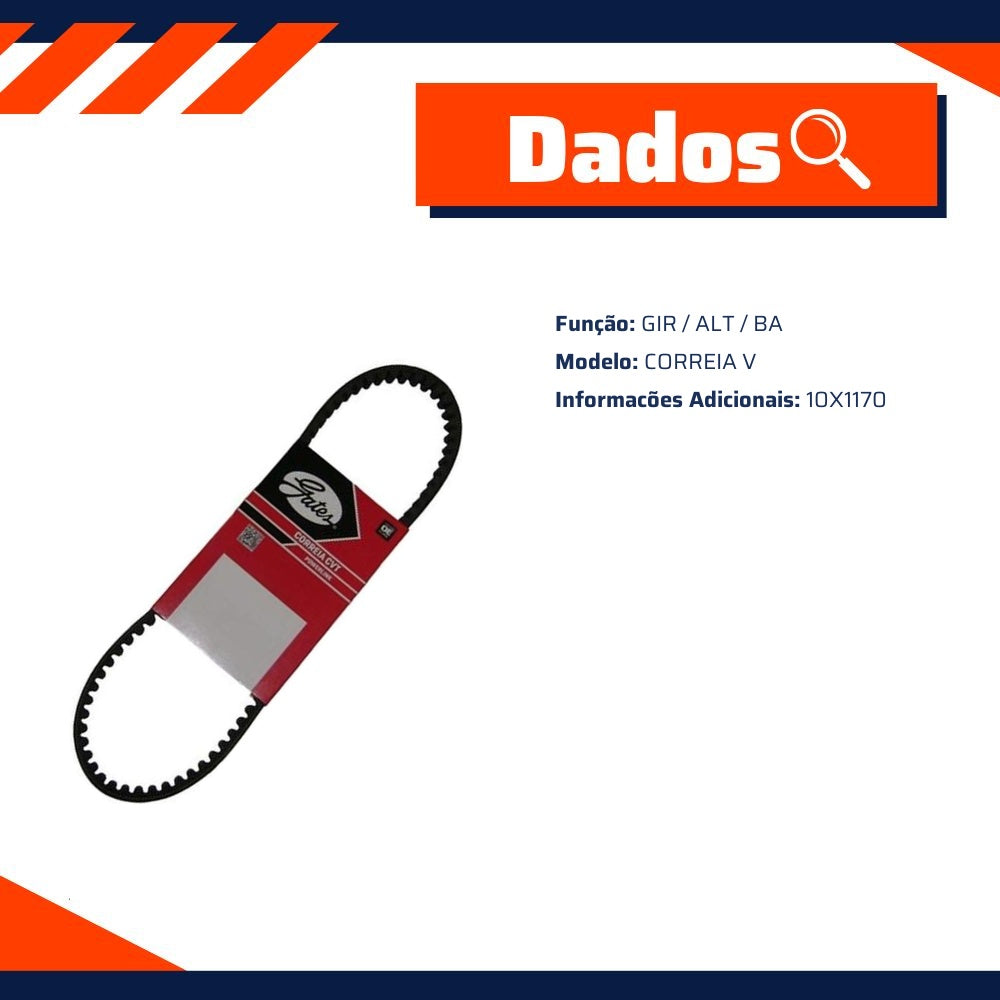 Correia de Acessórios V 10X1170 para Volkswagen 12-140 H - Gates - 7461 - (2)