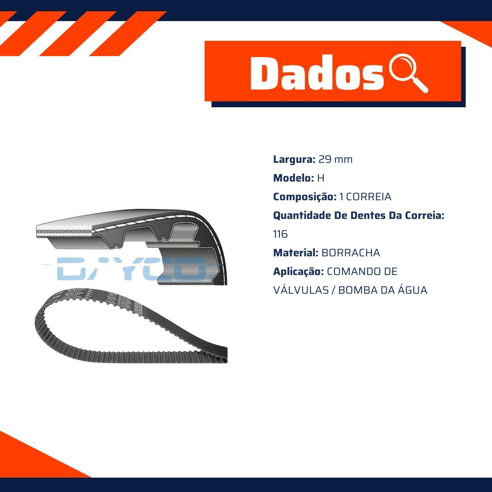 Correia Dentada Sincronizadora para Mitsubishi Pajero - Dayco - 116SHP+290H - (7)
