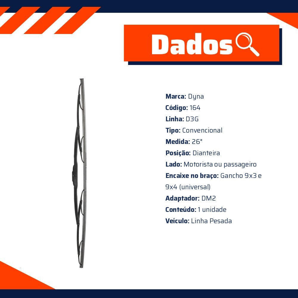 Palheta Limpador 26" - Dyna - 164 - (3)