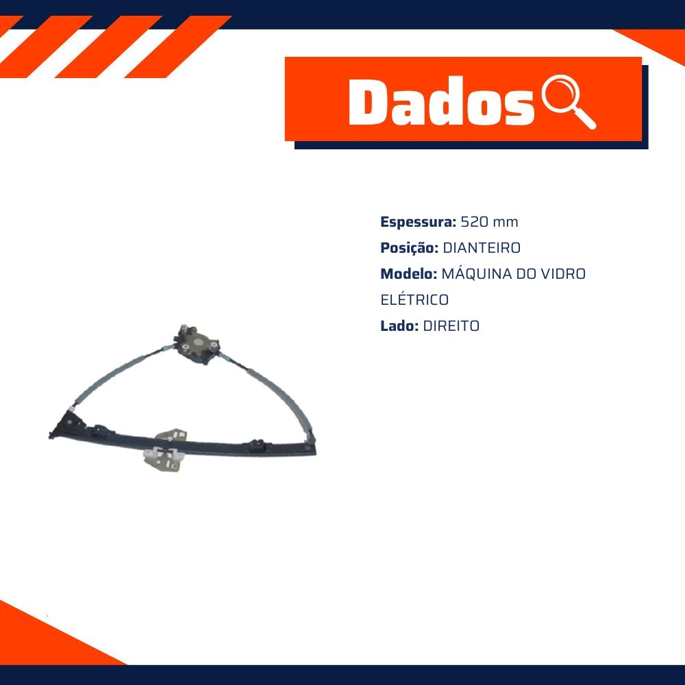 Máquina do Vidro Elétrico Dianteiro Direito para Volkswagen Gol - Micro - 20978 - (3)
