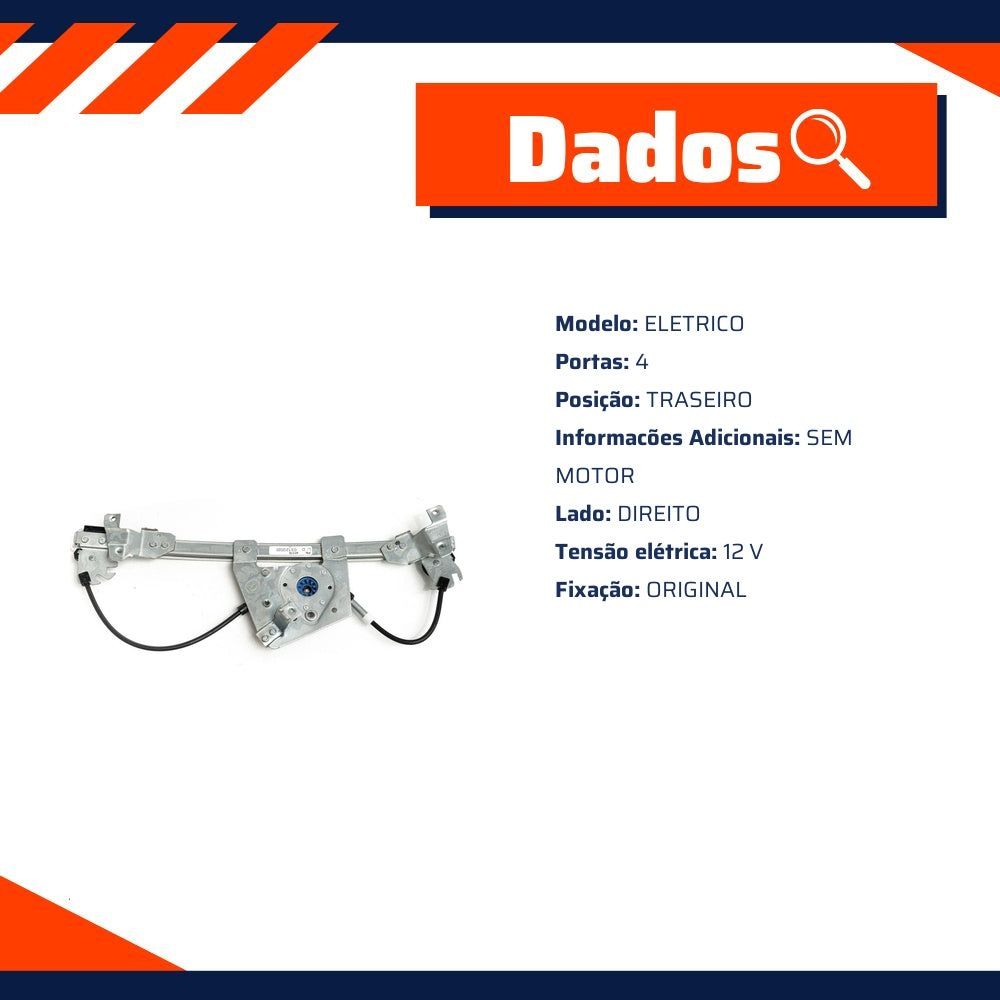 Máquina do Vidro Elétrica Traseiro Direito para Chevrolet Astra Hatch e Astra Sedan - Micro - 41176 - (3)