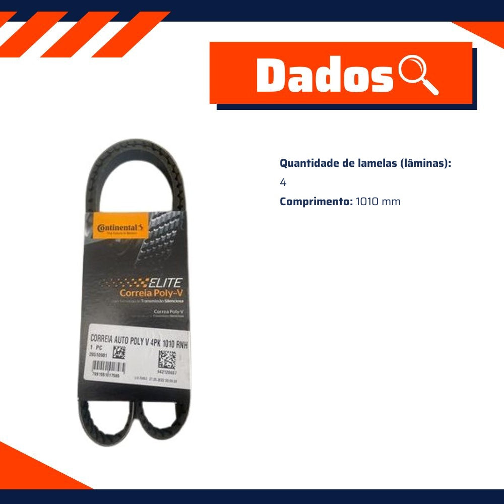 Correia de Acessórios Lâminas 4 para Honda Civic - Continental Contitech - 4PK1010RNH - (2)