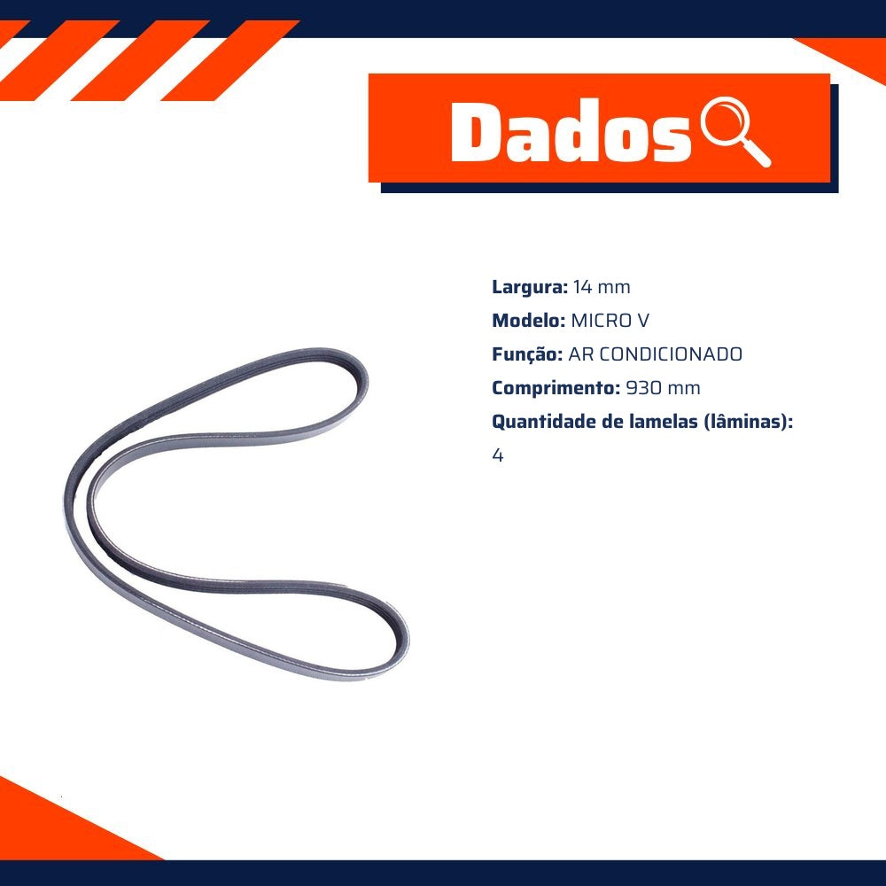 Correia de Acessórios Micro V para Peugeot 206 - Continental Contitech - 4PK930 - (2)