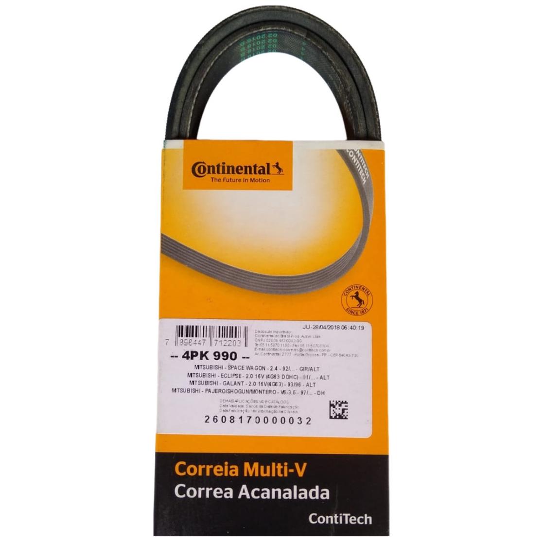 Correia Acessórios Micro V - Continental Contitech - 4PK990 - (1)