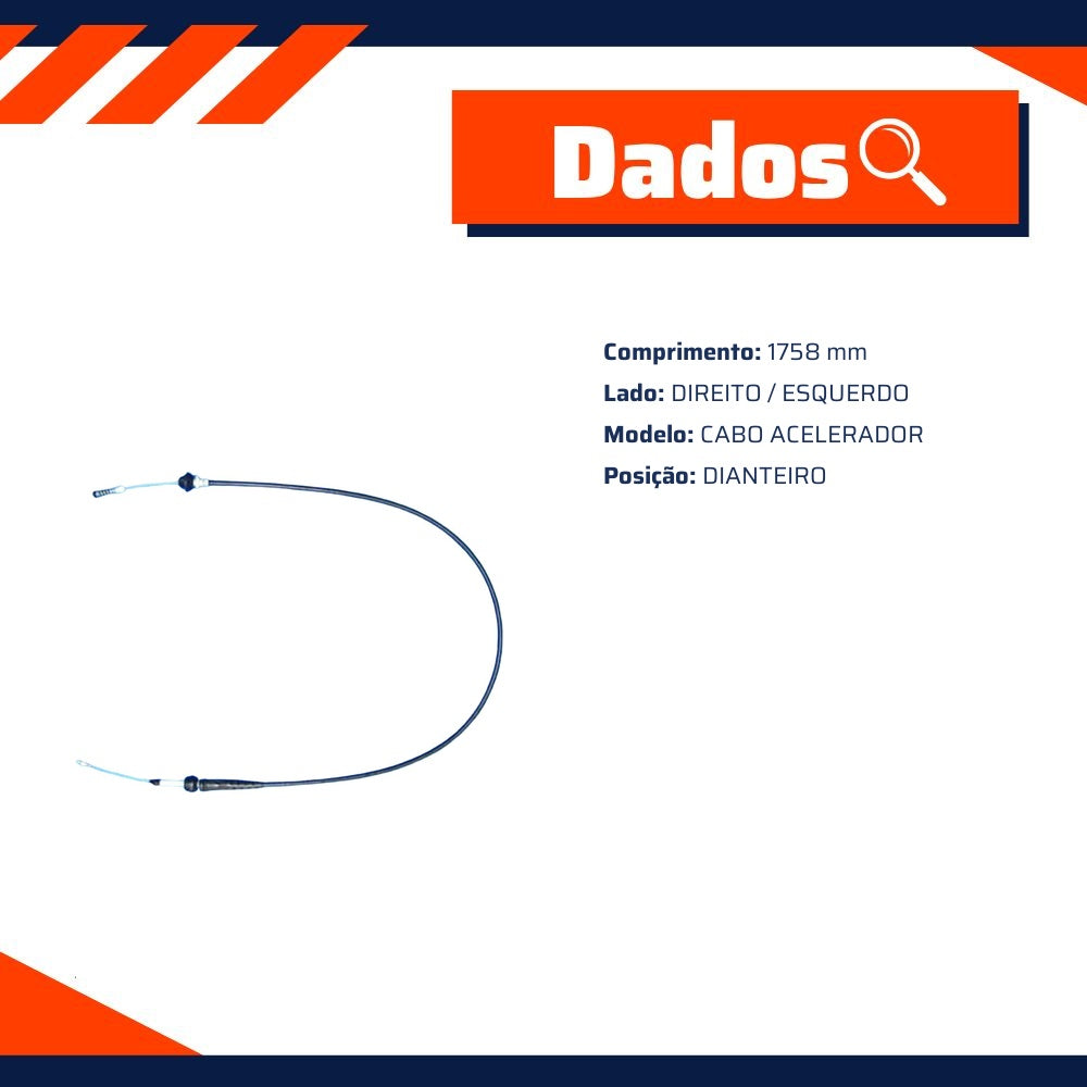Cabo de Comando do Acelerador para Volkswagen Golf e New Beetle - Fania - 61-514 - (1)