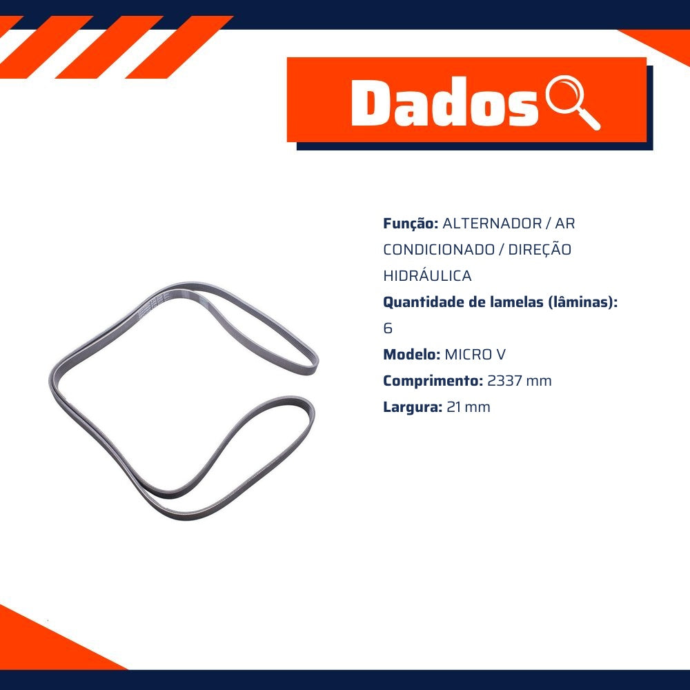 Correia de Acessórios Micro V para Ford Ranger - Continental Contitech - 6PK2337 - (2)