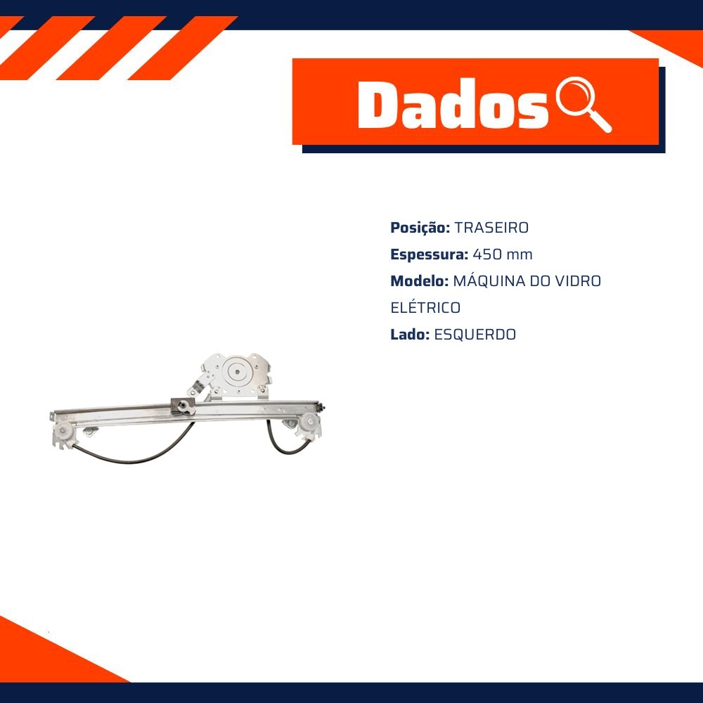 Máquina do Vidro Elétrico Traseiro Esquerdo para Fiat Grand Siena - Micro - 70631 - (2)