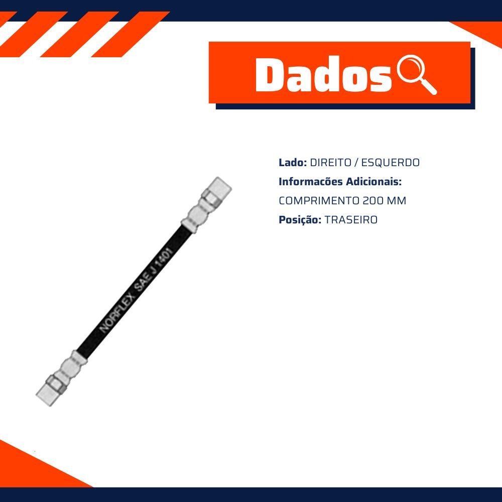 Mangueira Flexível de Freio Traseiro para Volkswagen Gol e Passat - Norflex - 7017 - (7)