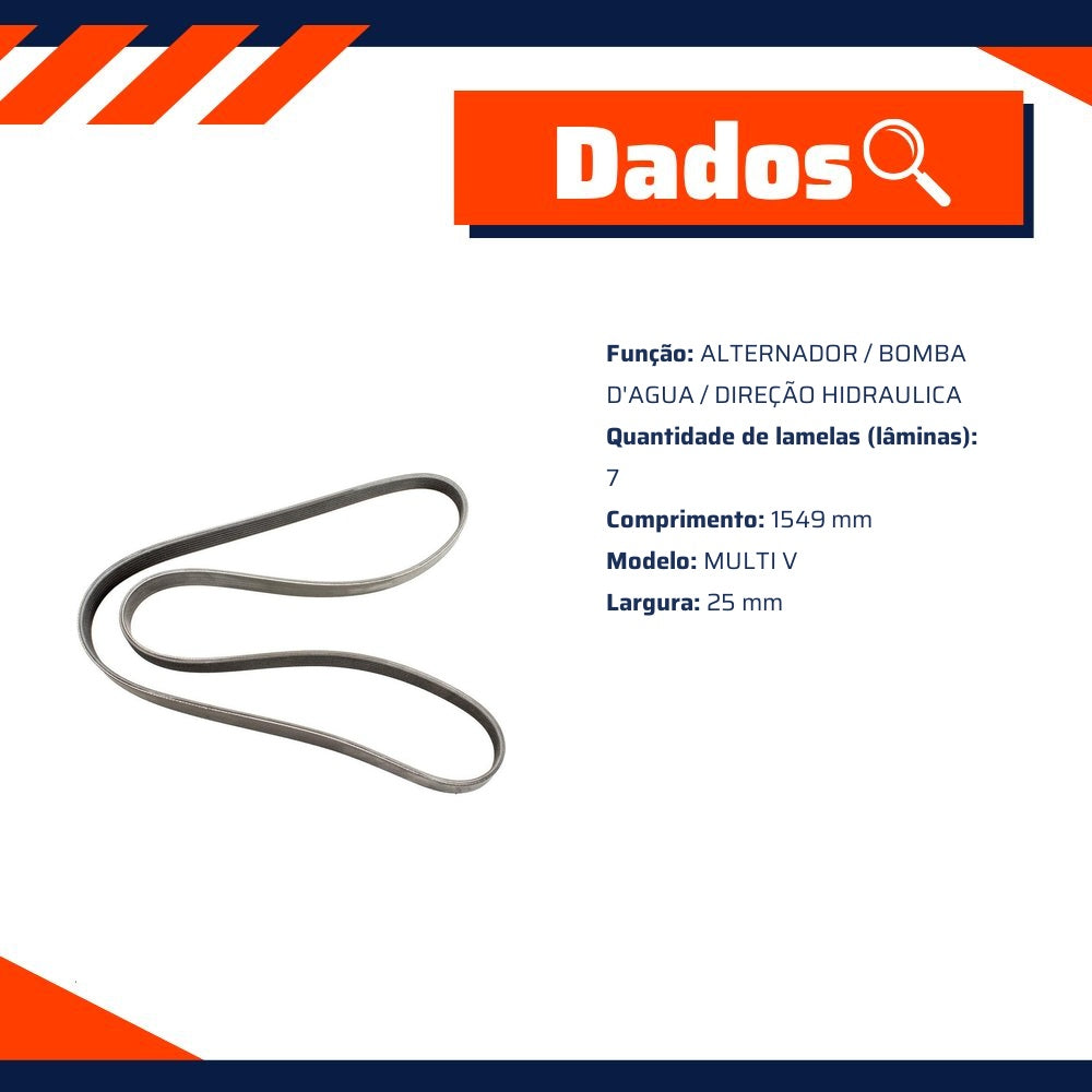 Correia de Acessórios Multi V 7 Lâminas para Ford Ranger e Mercedes-Benz Sprinter 310 - Continental Contitech - 7PK1549 - (2)
