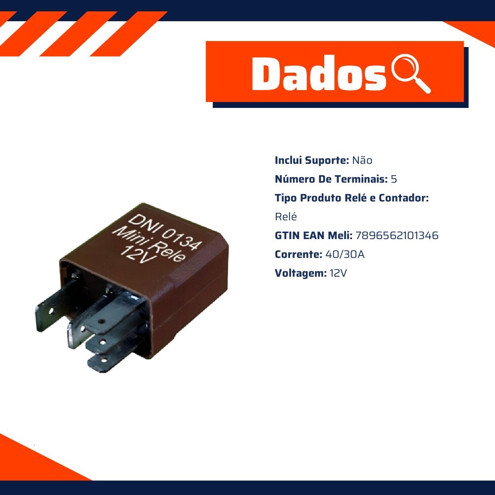 Relê Auxiliar 12V 5 Terminais - DNI - 0134 - (2)