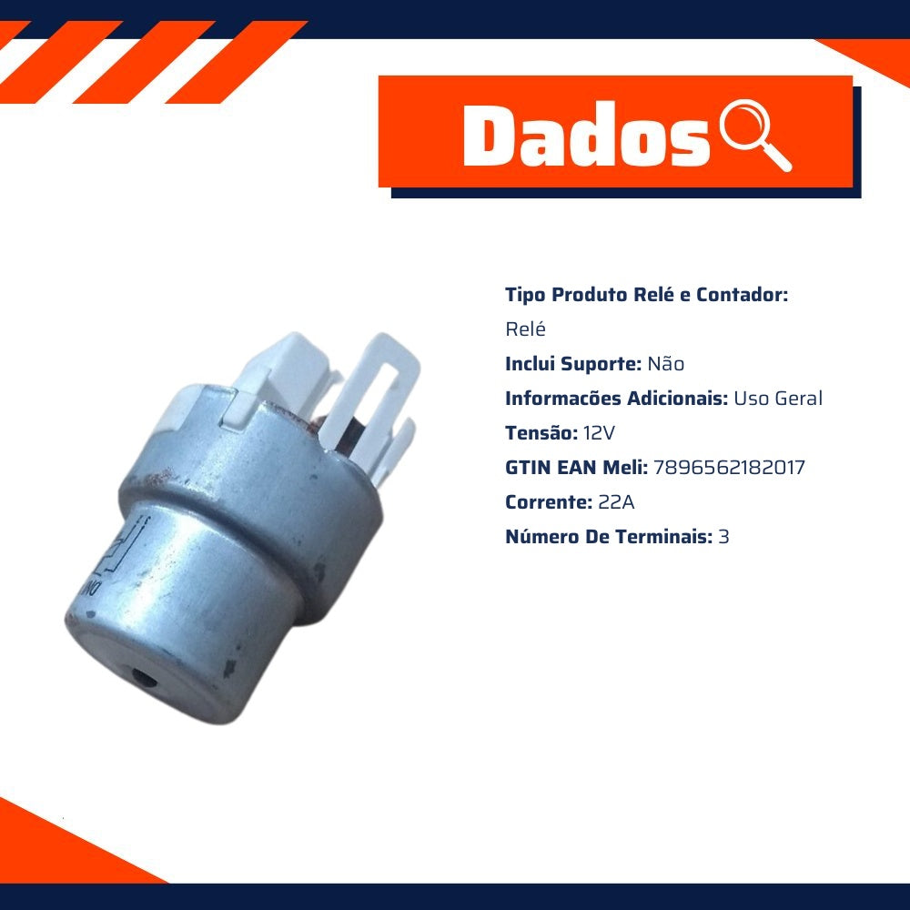 Relé Auxiliar de Uso Geral 12V 3 Terminais para Toyota Hilux e Hilux SW4 - DNI - DNI 8201 - (6)