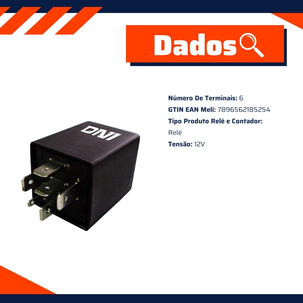 Relé de Comando para Eletroventilador 12V 6 Terminais para Fiat Palio - DNI - DNI 8525 - (2)