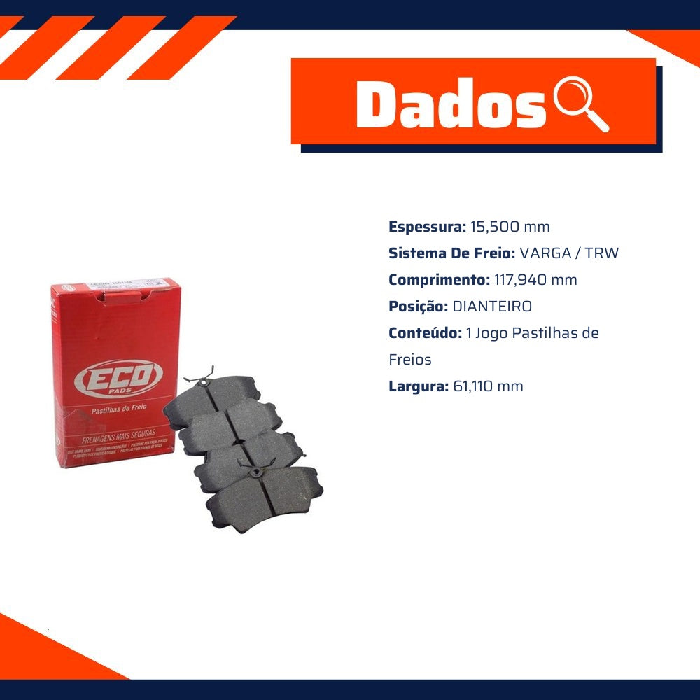 Pastilha de Freio Dianteira para Honda Civic - ECOPADS - ECO1156 - (8)