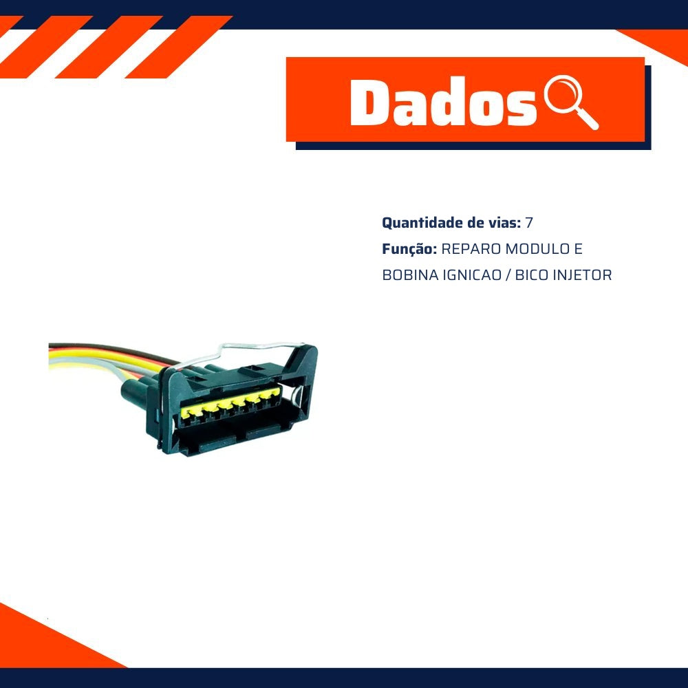 Chicote Modulo Ignição/Bico Injetor 7 Vias para Volkswagen Santana - Rainha das Sete - ETE 7747 - (2)