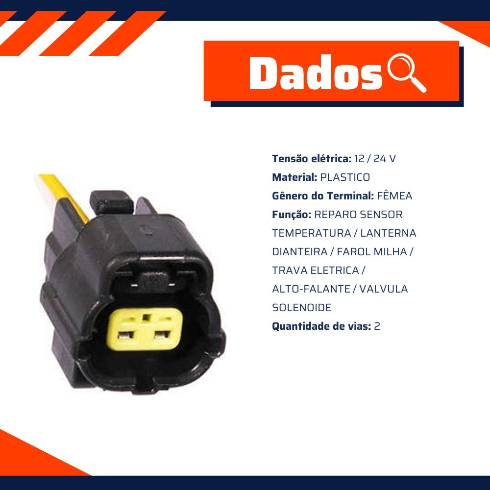 Chicote Fêmea 2 Vias 12/24V - Rainha das Sete - ETE 7886 - (2)