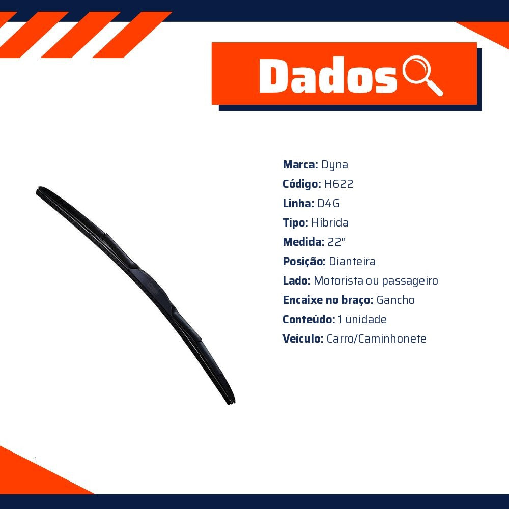 Palheta Limpador Híbrida 22" - Dyna - H622 - (4)