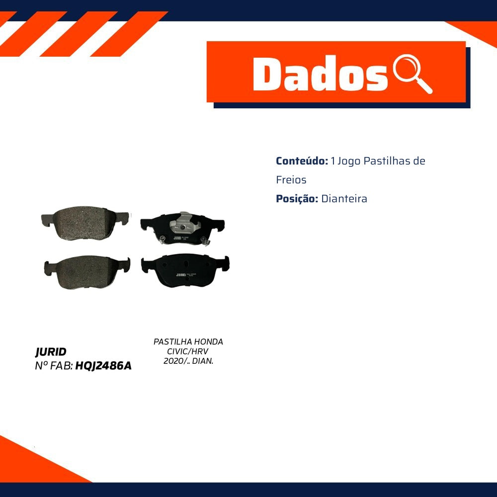Pastilha de Freio Dianteira para Honda Civic e HR-V - Jurid - HQJ-2486A - (2)
