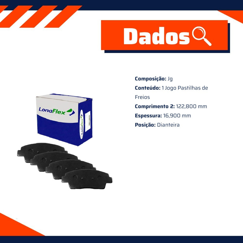 Jogo Pastilha de Freio Dianteira - LONAFLEX - P-1441 - (3)