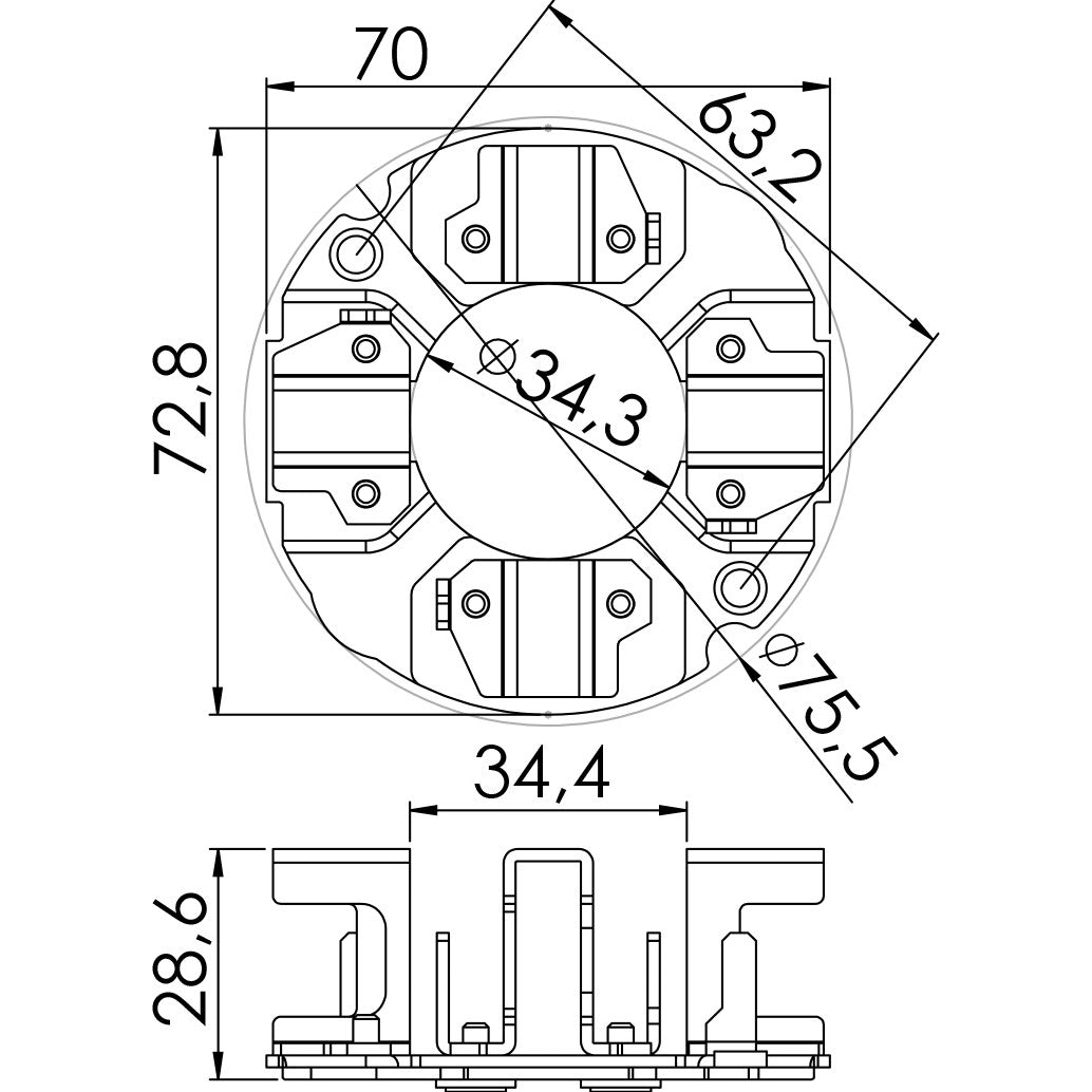 Porta Escovas para Motor de Partida com 4 Escovas - Unifap - 1.147/4 - (3)