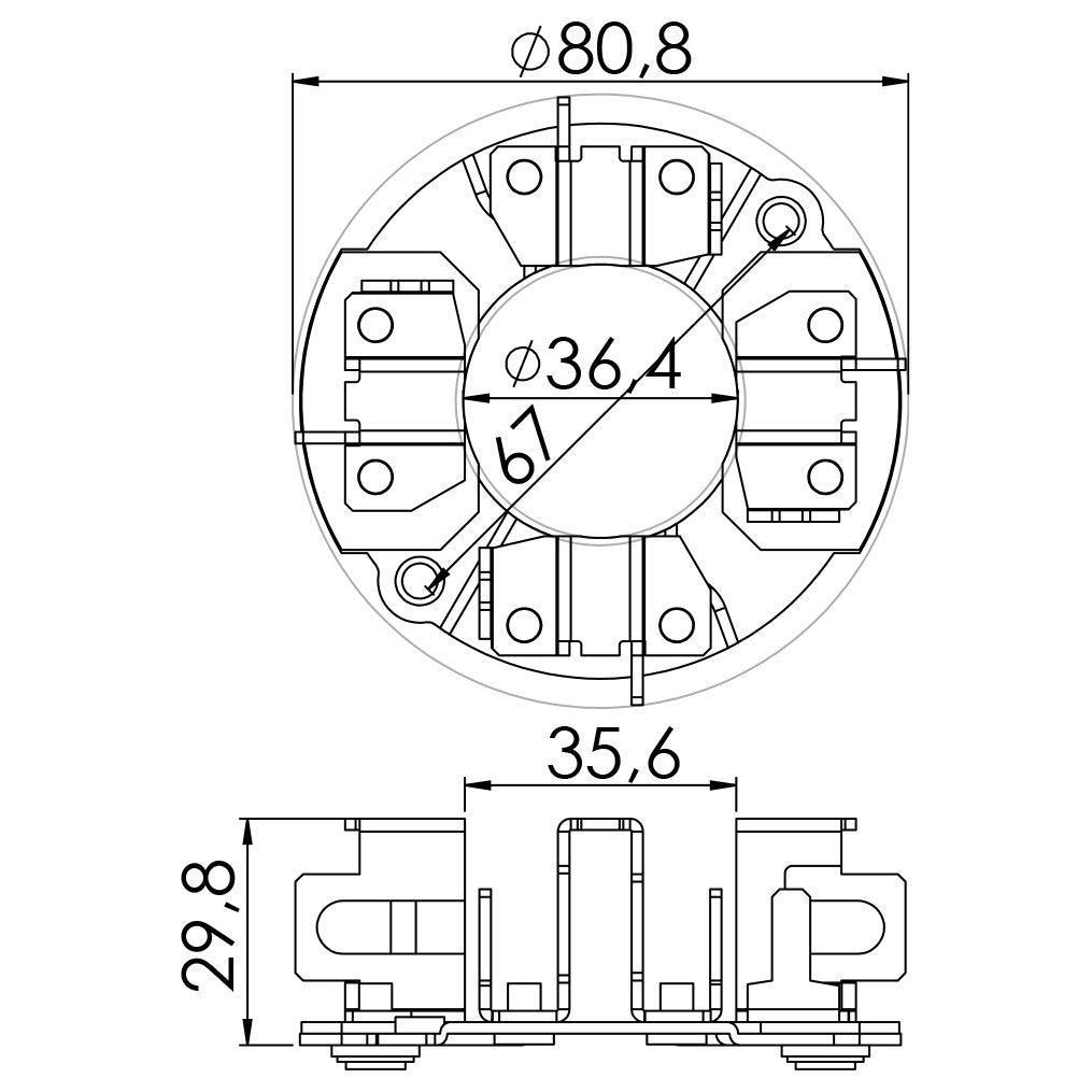 Porta Escovas para Motor de Partida com 4 Escovas - Unifap - 1.196/4 - (3)
