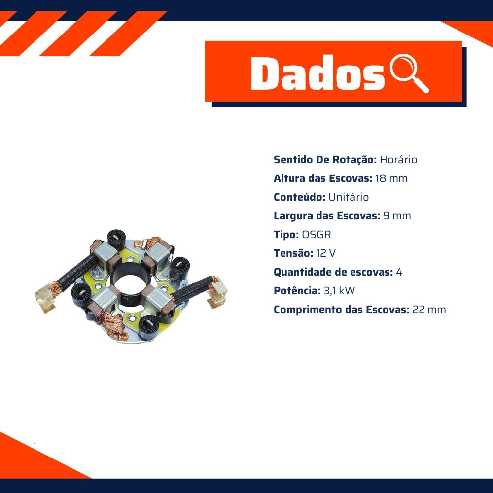 Porta Escovas para Motor de Partida com 4 Escovas - Unifap - 1.207/4 - (3)