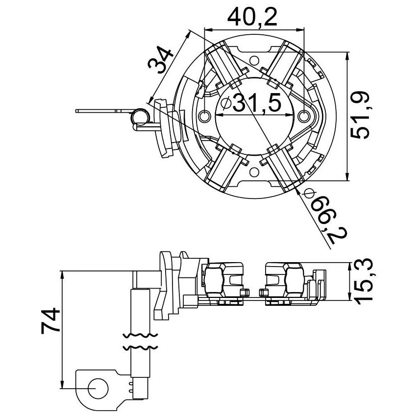 Porta Escovas para Motor de Partida com 4 Escovas - Unifap - 1.222/4 - (3)
