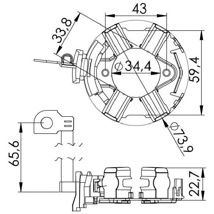 Porta Escovas para Motor de Partida com 4 Escovas - Unifap - 1.223/4 - (3)