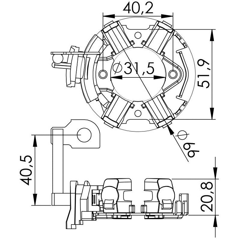 Porta Escovas para Motor de Partida com 4 Escovas - Unifap - 1.226/4 - (3)