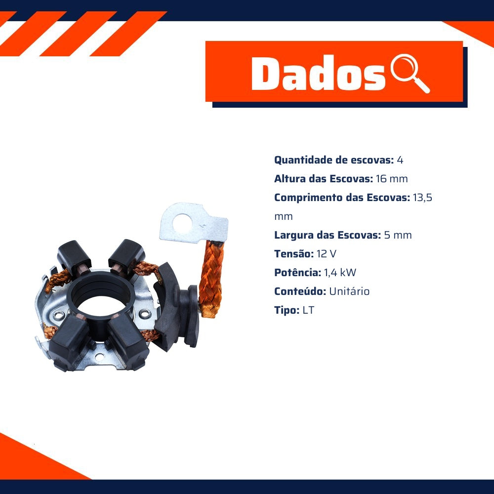 Porta Escovas para Motor de Partida com 4 Escovas - Unifap - 1.226/4 - (3)