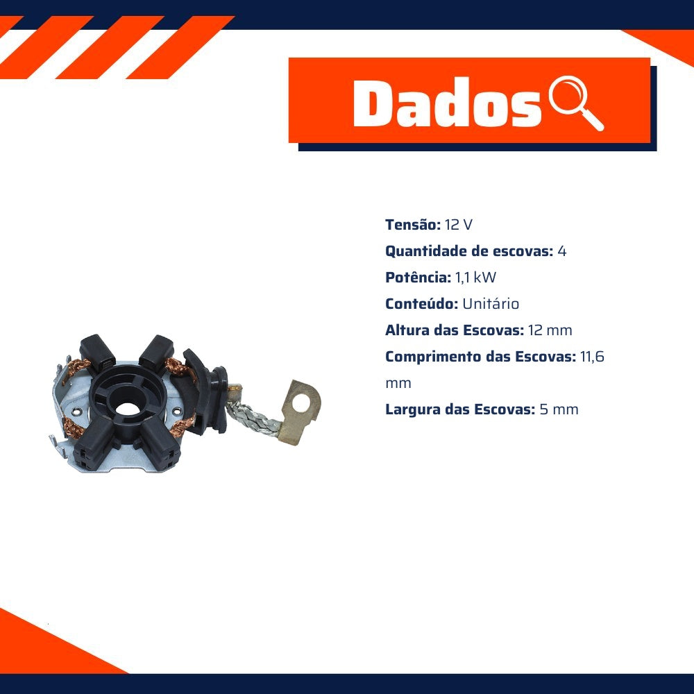 Porta Escovas para Motor de Partida com 4 Escovas - Unifap - 1.269/4 - (3)