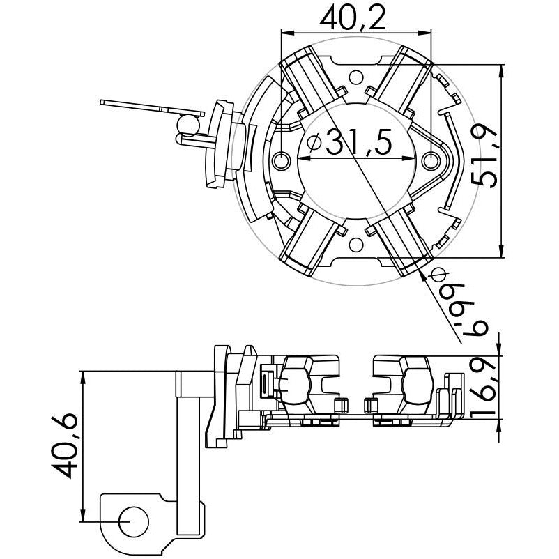 Porta Escovas para Motor de Partida com 4 Escovas - Unifap - 1.272/4 - (3)