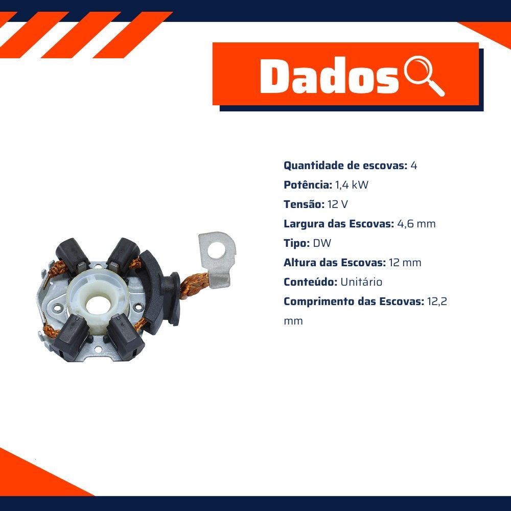 Porta Escovas para Motor de Partida com 4 Escovas - Unifap - 1.273/4 - (3)