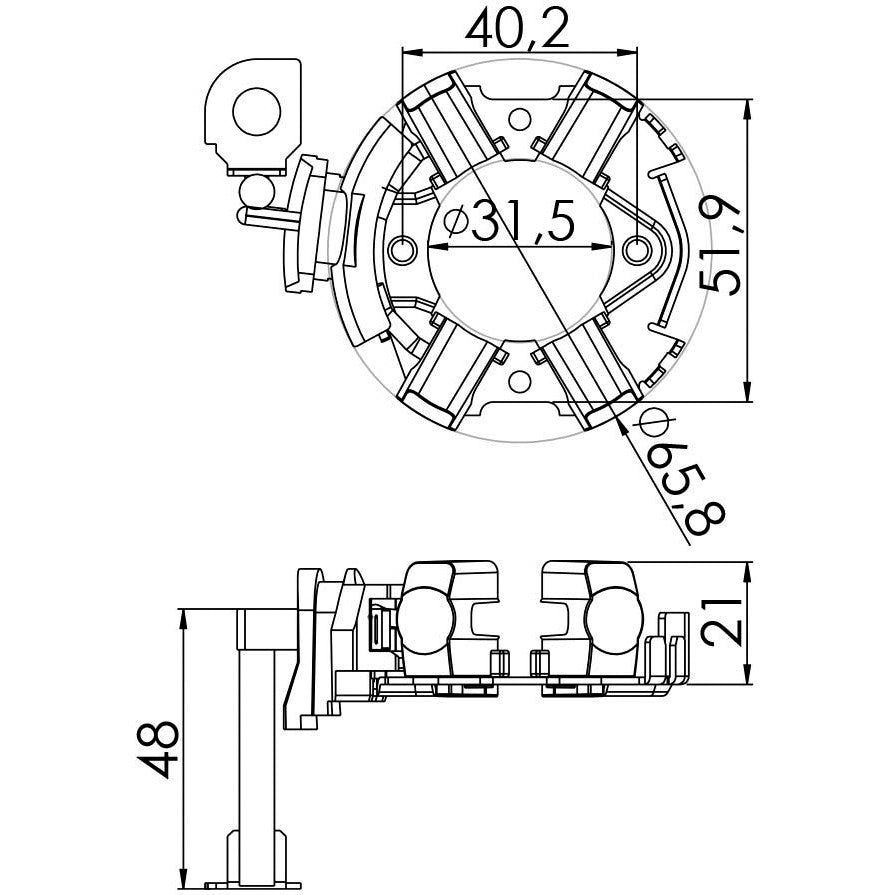 Porta Escovas para Motor de Partida com 4 Escovas - Unifap - 1.274/4 - (3)