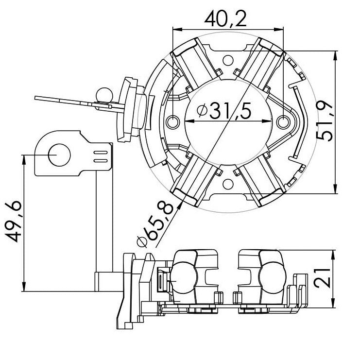 Porta Escovas para Motor de Partida com 4 Escovas - Unifap - 1.275/4 - (3)