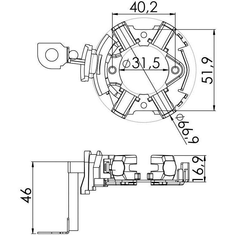 Porta Escovas para Motor de Partida com 4 Escovas - Unifap - 1.276/4 - (3)