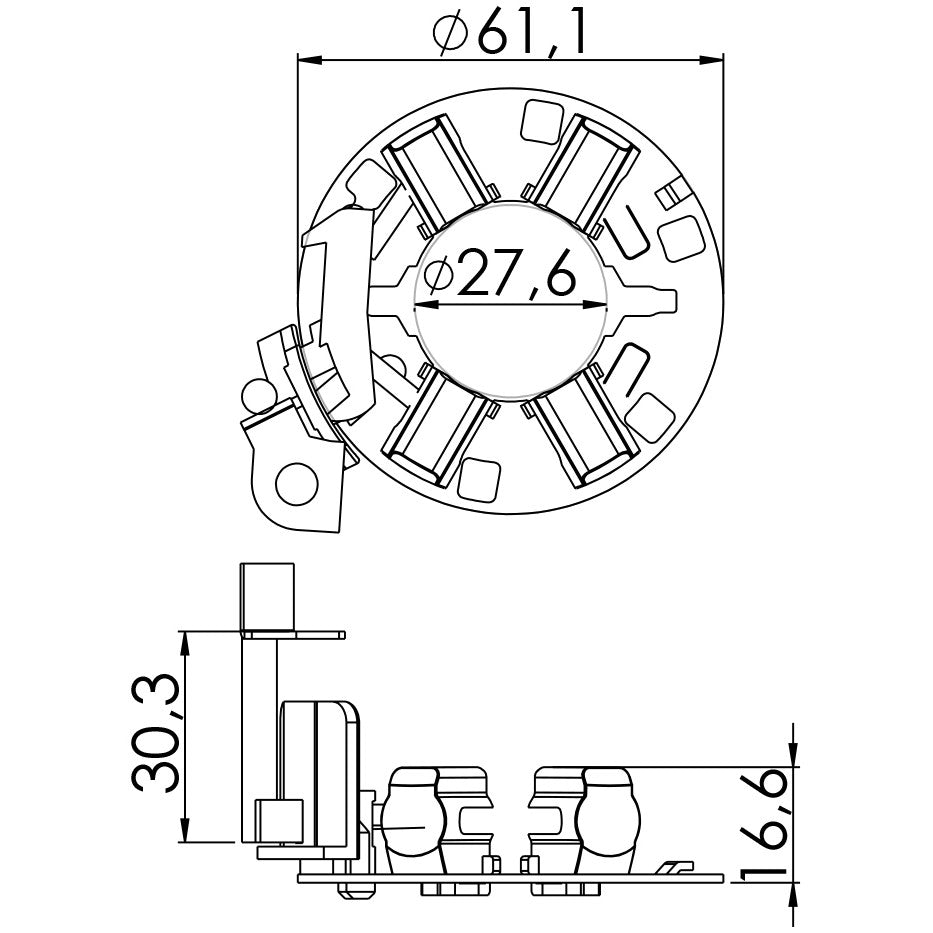 Porta Escovas para Motor de Partida com 4 Escovas - Unifap - 1.288/4 - (3)