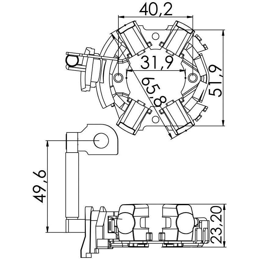 Porta Escovas para Motor de Partida com 4 Escovas - Unifap - 1.310/4 - (3)