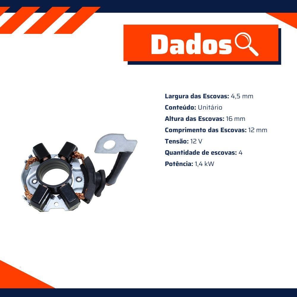 Porta Escovas para Motor de Partida com 4 Escovas - Unifap - 1.310/4 - (3)