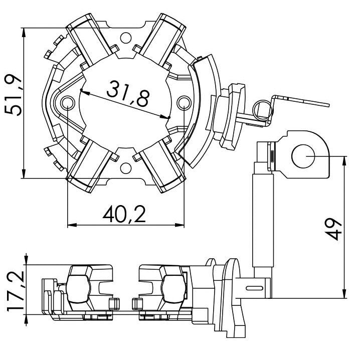 Porta Escovas para Motor de Partida com 4 Escovas - Unifap - 1.316/4 - (3)
