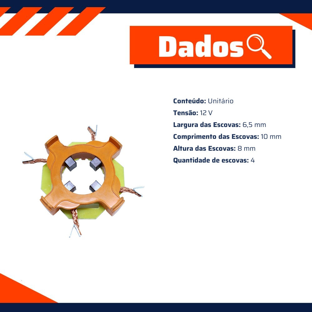 Porta Escovas para Motor de Partida com 4 Escovas - Unifap - 1.327/4 - (3)