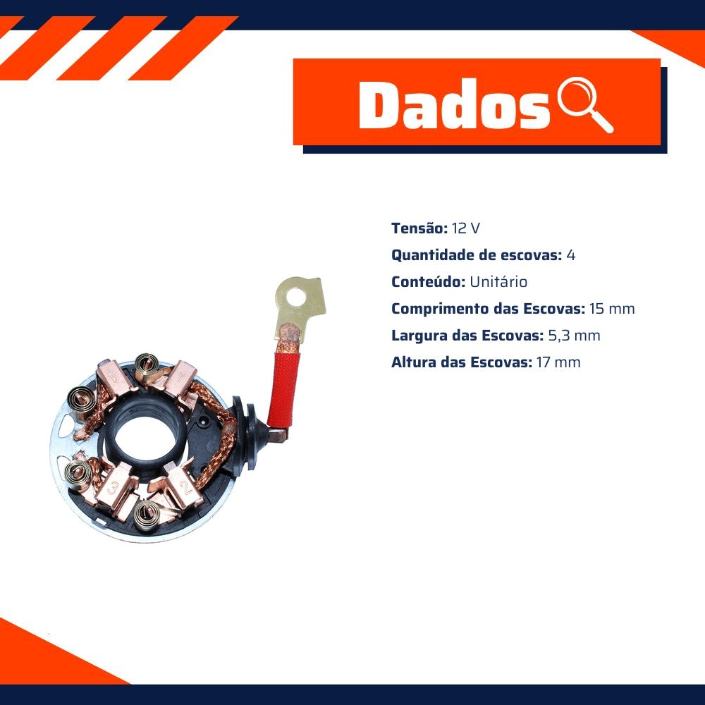 Porta Escovas para Motor de Partida com 4 Escovas para Hyundai IX35 e KIA Soul - Unifap - 1.356/4 - (3)