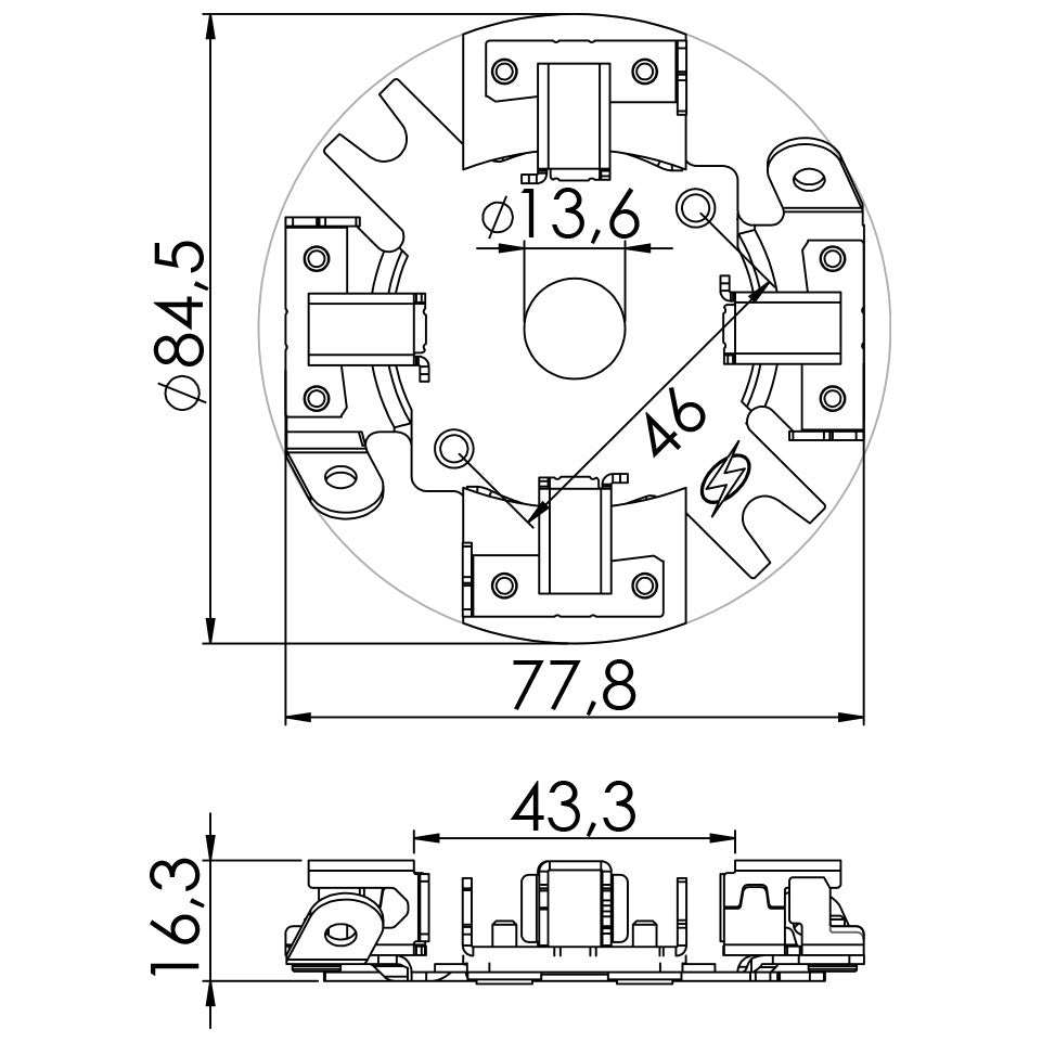 Porta Escovas para Motor de Partida com 4 Escovas - Unifap - 1.101/4 - (3)