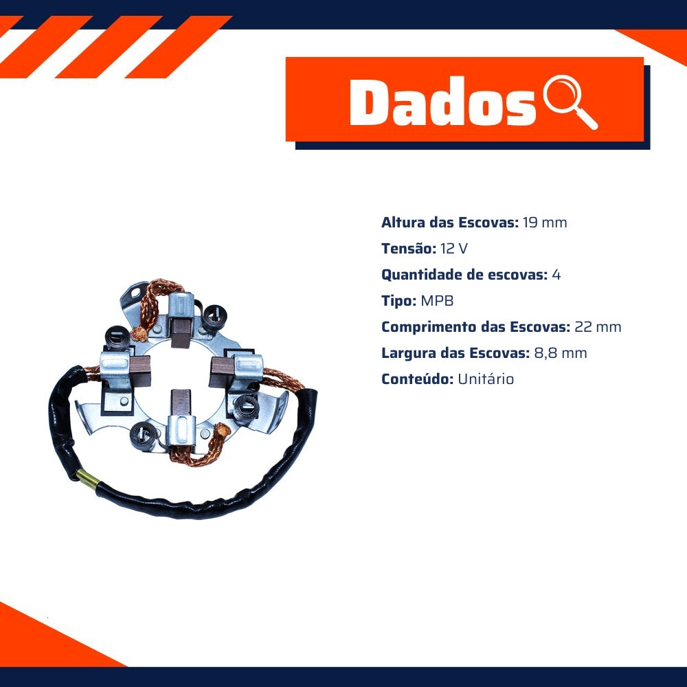 Porta Escovas para Motor de Partida com 4 Escovas - Unifap - 1.102/4 - (3)