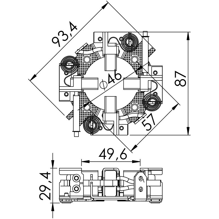 Porta Escovas para Motor de Partida com 4 Escovas - Unifap - 1.104/4 - (3)
